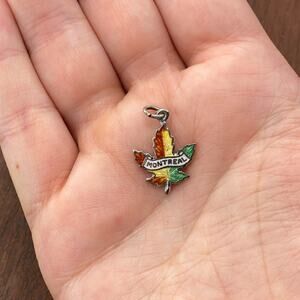 Vintage BMCo 925 Sterling Silver Enamel "Montreal" Maple Leaf Pendant Charm